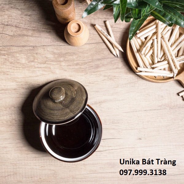 Âu không tai men cánh gián D13*H9cm - Âu cơm nhỏ men hỏa biến - Gốm Unika Bát Tràng