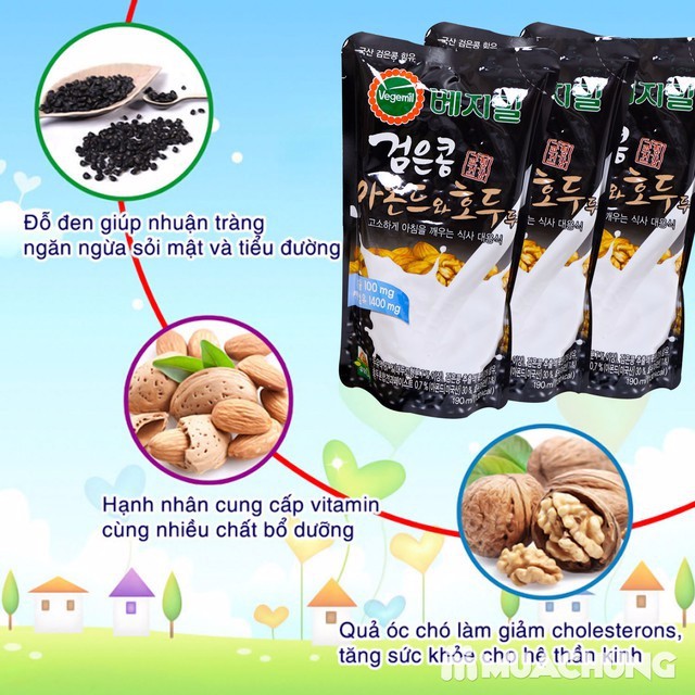 Sữa đậu đen óc chó hạnh nhân Vegemil 190ml thùng 20 bịch