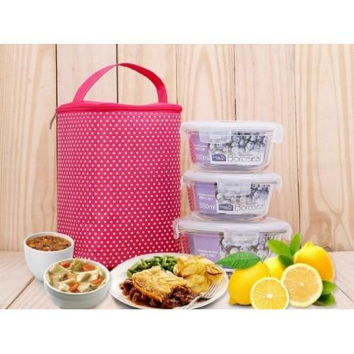 Túi Giữ Nhiệt Văn Phòng Họa Tiết Chấm Bi 2 Lớp
