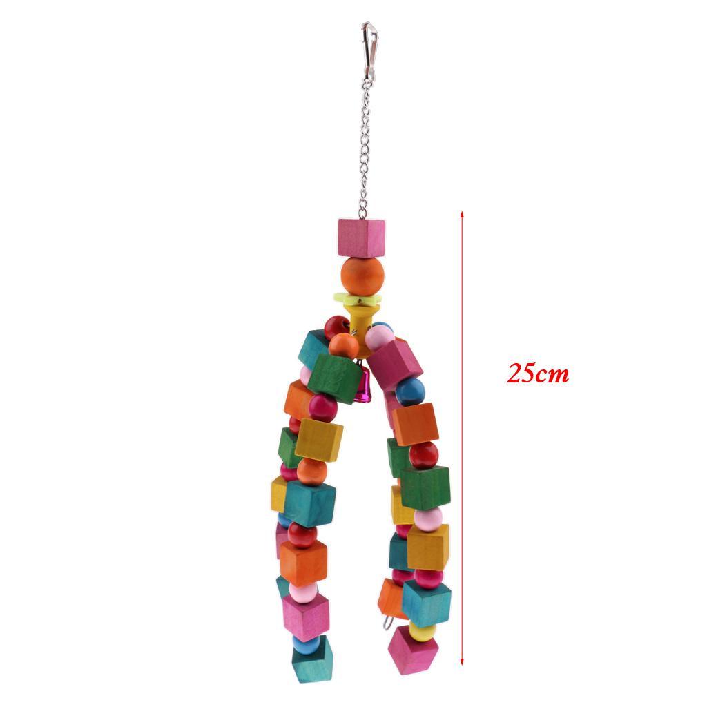Natural Wooden Parrot Cage Hanging Chewing Bite Bird Teeth Care Treats Toy