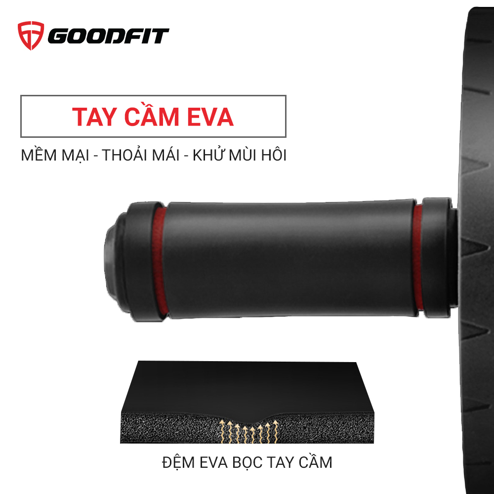 Con lăn tập bụng, con lăn tập cơ bụng 2 bánh GoodFit tay cầm lõi thép chịu tải 150kg, tập gym, tập thể dục tại nhà Goodfit GF602AB