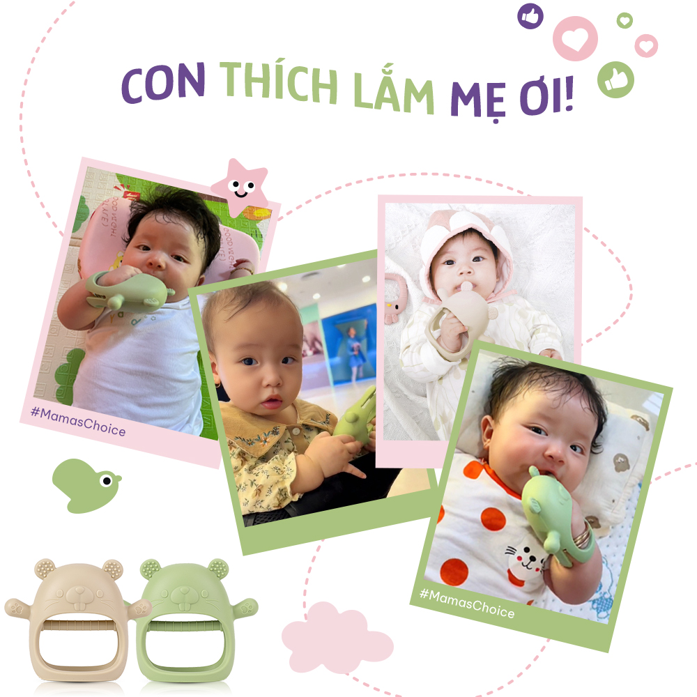 Gặm Nướu Mama's Choice Cao Cấp Cho Bé, Có Hộp Bảo Quản, Ngậm Nướu Chất Liệu Silicone Bạch Kim [Được nhiều mẹ tin dùng