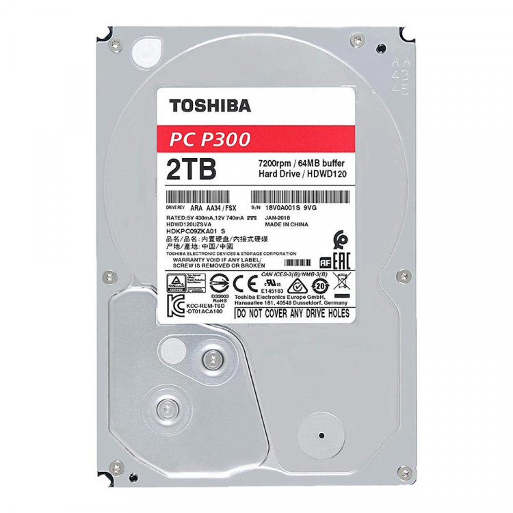 Ổ cứng HDD Toshiba P300 3.5" 2TB SATA 7200RPM 64MB (HDWD120UZSVA)