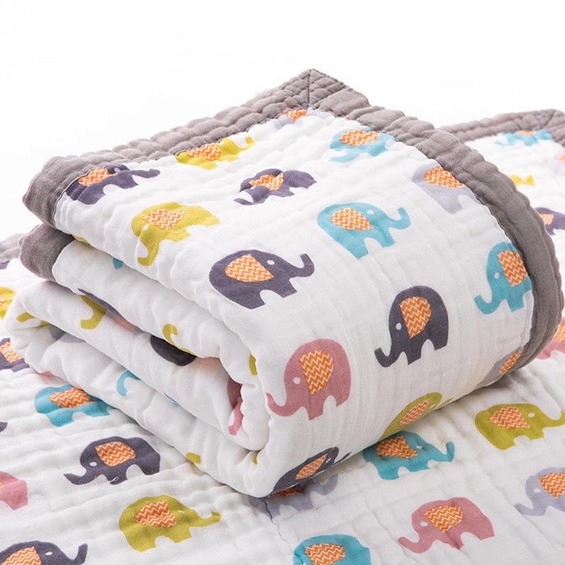 Muslin Chăn 100% Cotton 6 Lớp Chăn Ga Gối Chần Gòn Sơ Sinh Mềm Mại Làm Dày Gai Đầm Chăn Hoạt Hình Cho Bé Quấn Khăn Tắm