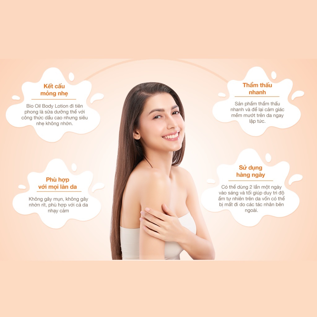 Sữa dưỡng thể siêu nhẹ không nhờn giúp nuôi dưỡng da mướt mịn - BIO-OIL BODY LOTION (chai 175ml)