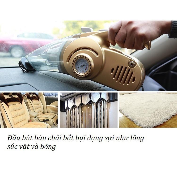 Máy Hút Bụi Xe Ô Tô 120W Cầm Tay Kiêm Bơm Lốp Đèn Pin Và Đo Áp Suất
