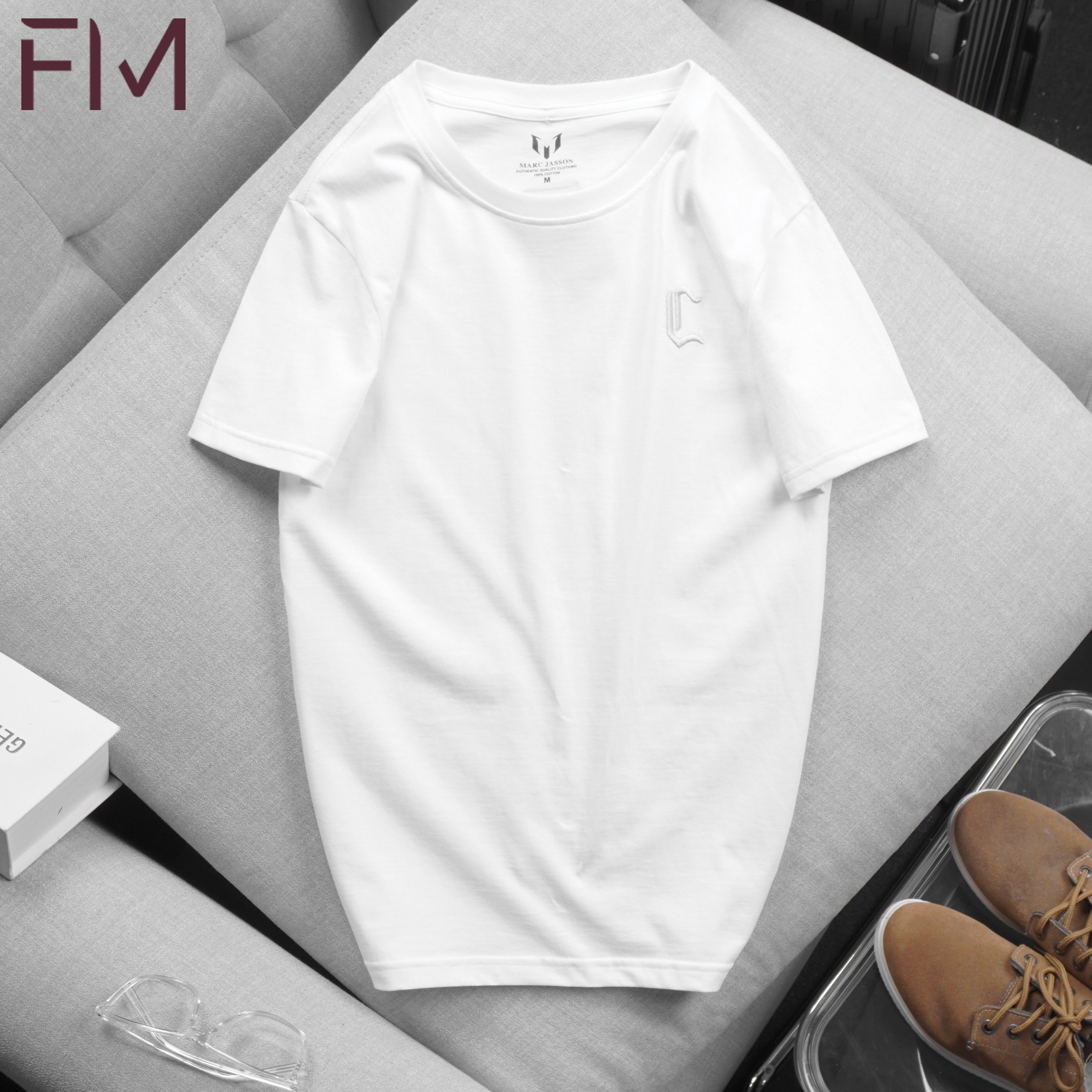 Áo thun cổ tròn ngắn tay JASSON, chất cotton 100% thiết kế họa tiết thêu logo - FORMEN SHOP - FMPS199
