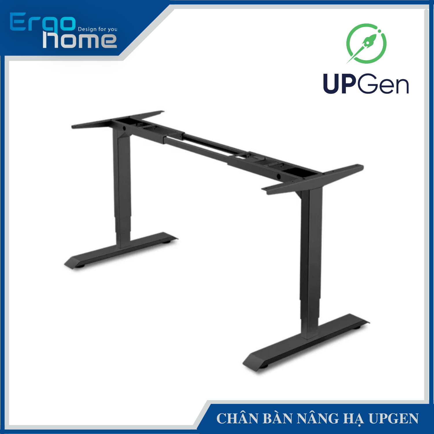 Bàn làm việc nâng hạ chiều cao UPGen thiết kế thông minh điều chỉnh 62-130cm, tải trọng 100kg, 2 động cơ nâng hạ mạnh mẽ, 4 vị trí nhớ, chống ồn, chống va chạm