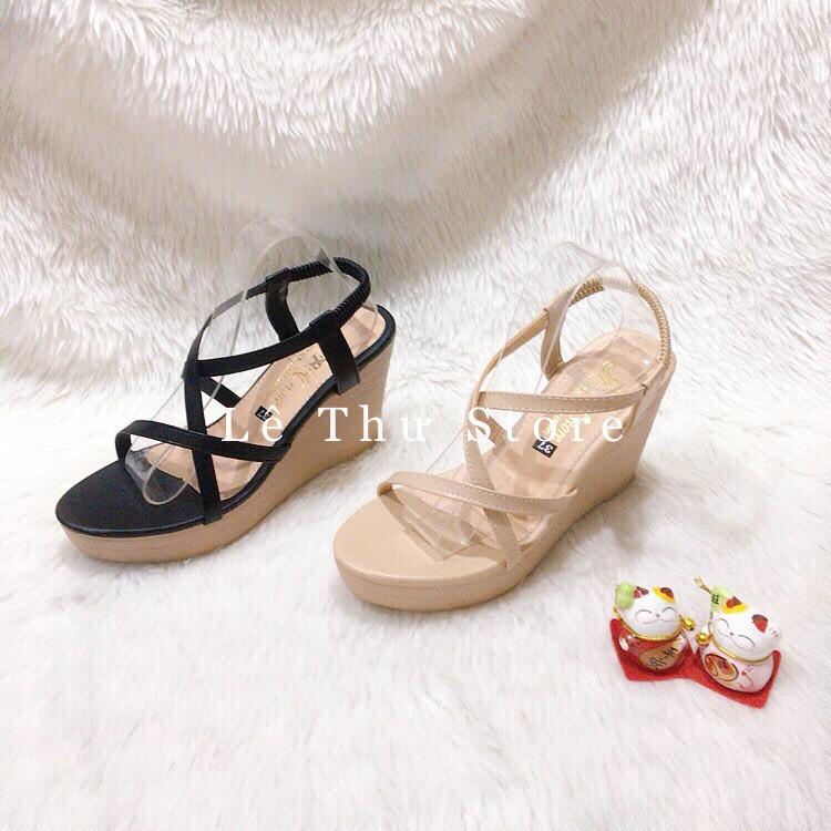 Giày cao gót 9 phân đế xuồng dây chéo quai thun LT