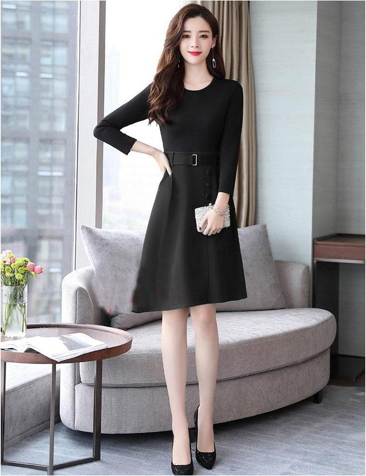Chân váy phối nút công sở dễ thương ela