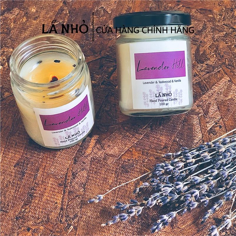 Nến thơm LÁ NHỎ Lavender Hill (Oải Hương + Gỗ Teak + Vanilla) Thư Giãn Ngủ ngon