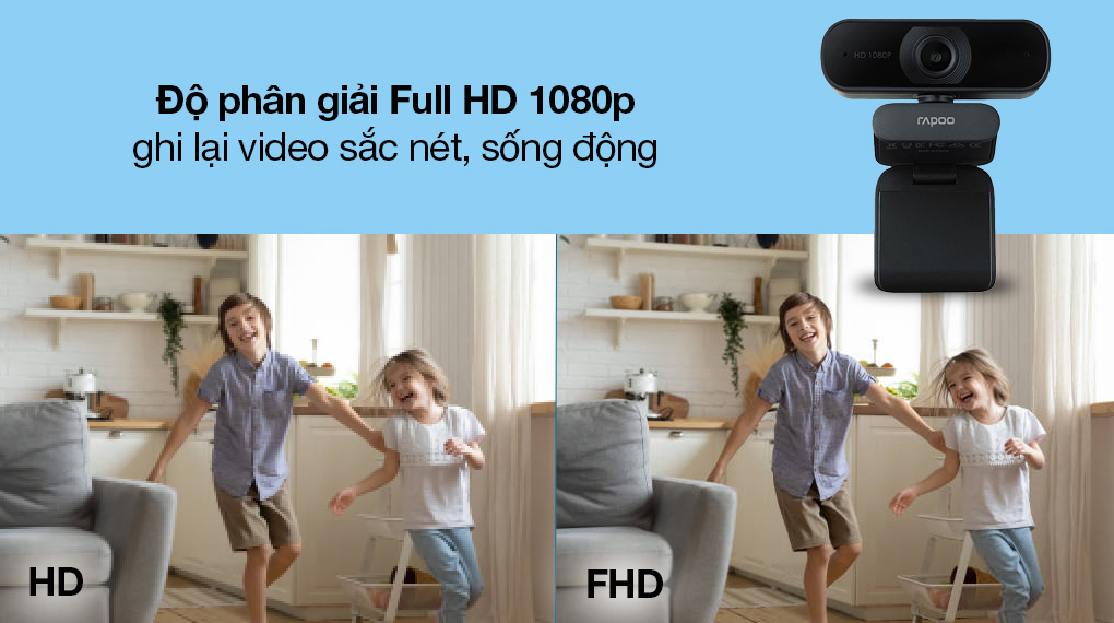 Webcam Rapoo C260 FullHD 1080p - Hàng Chính Hãng