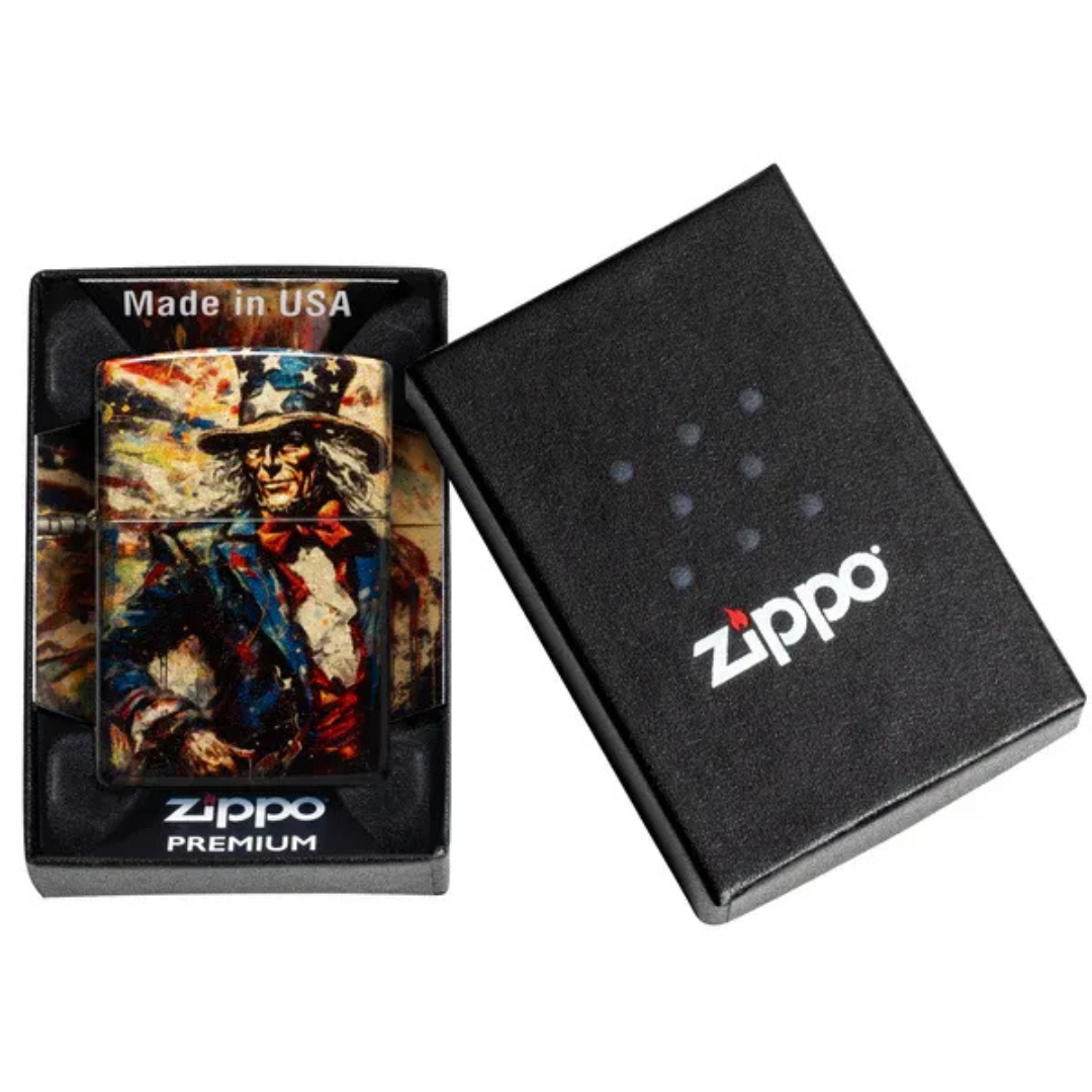 Bật Lửa Zippo Uncle Sam Fusion Design - Hàng Chính Hãng - Công Nghệ In 540 Fusion Tràn Viền 4 Mặt