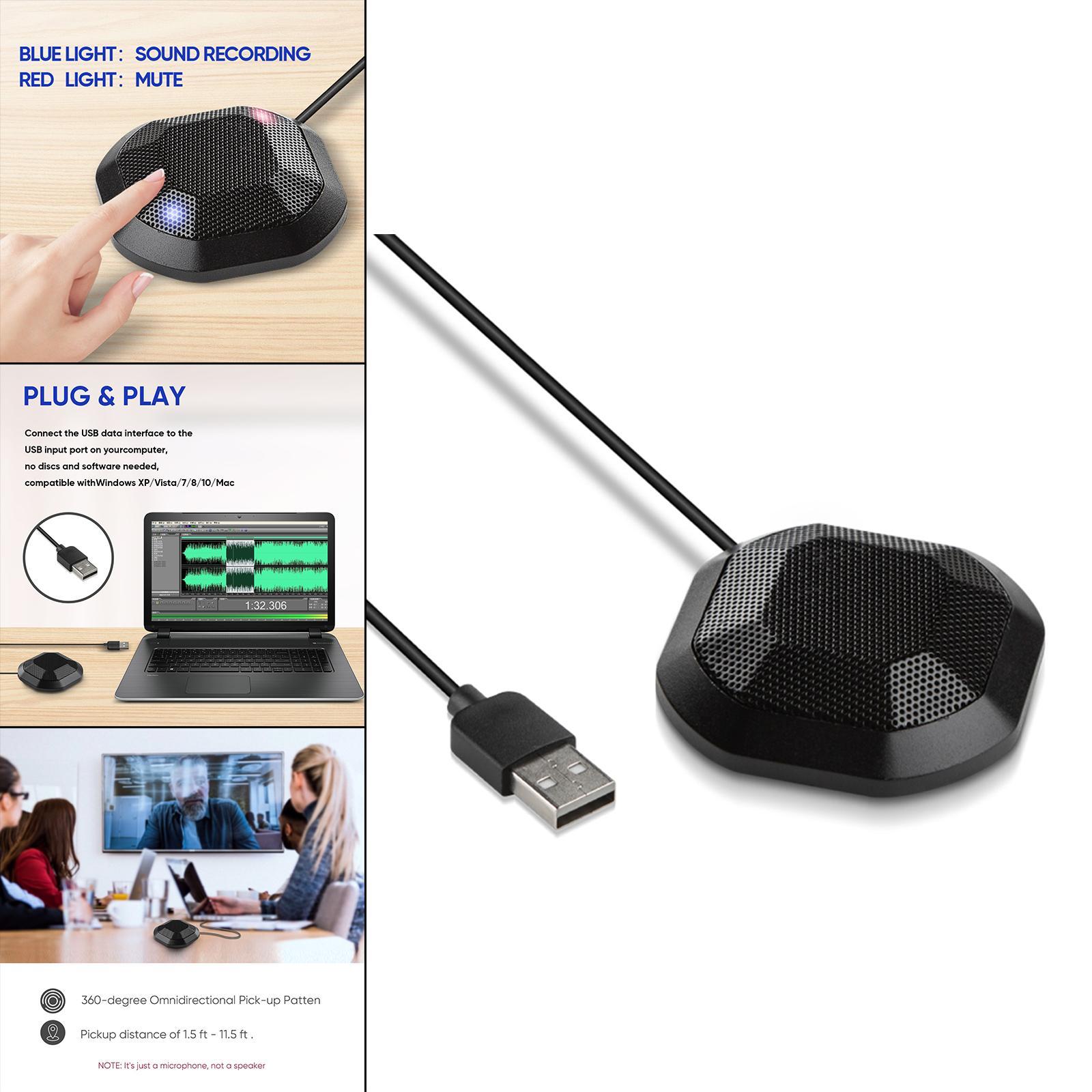 USB Touch Mute Switch Conference Microphone Plug and Play One Button Stereo