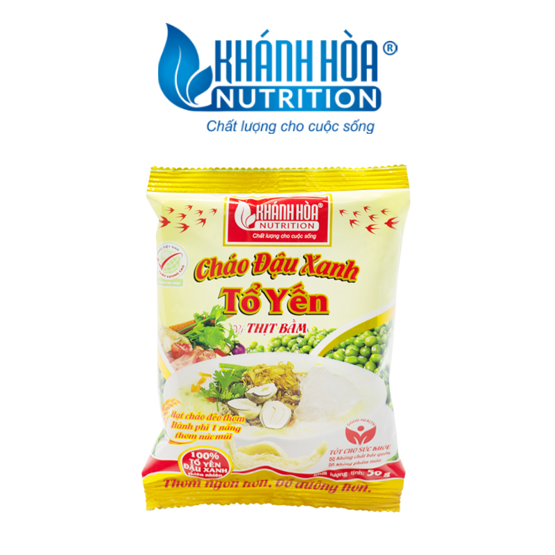 Cháo Tổ Yến Đậu Xanh Vị Thịt Bằm Khánh Hòa Nutrition - Thùng 30 gói x 50g