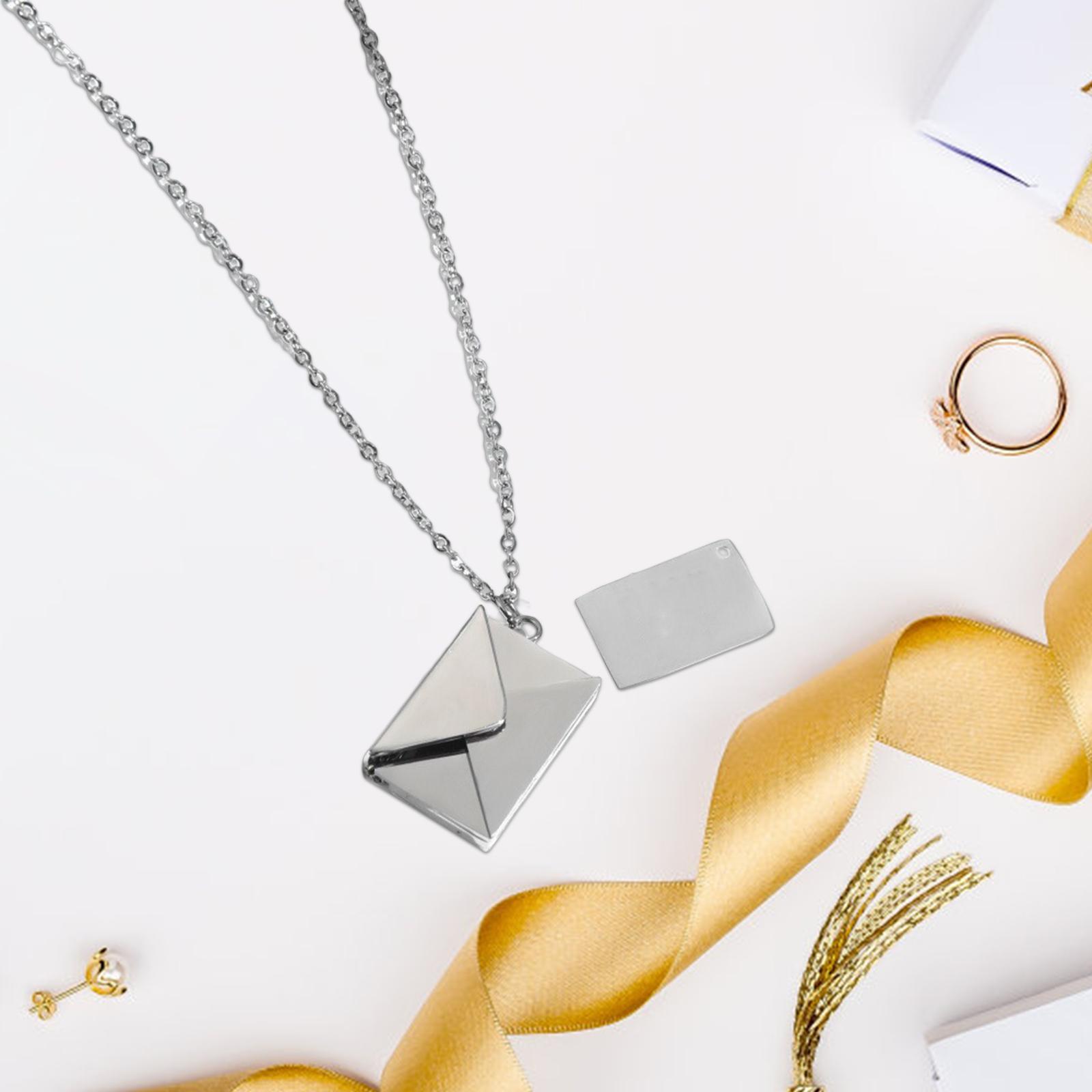 Love Letter Envelope Pendant Necklace for Couples Family Women Men