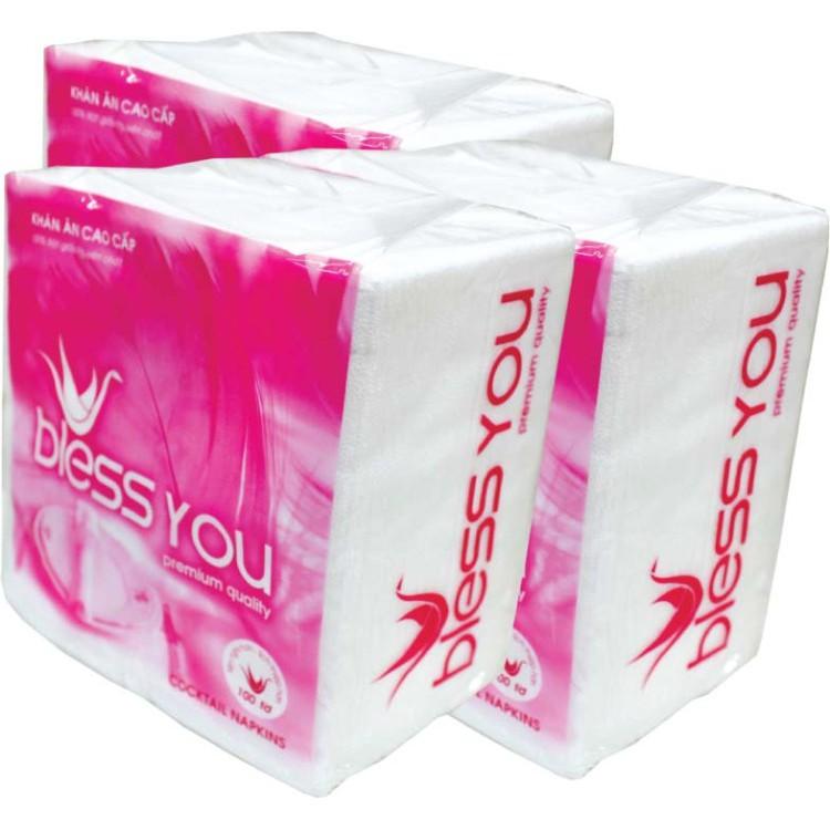 Combo 5 khăn giấy ăn bless you hồng loại 100 tờ 33x33cm