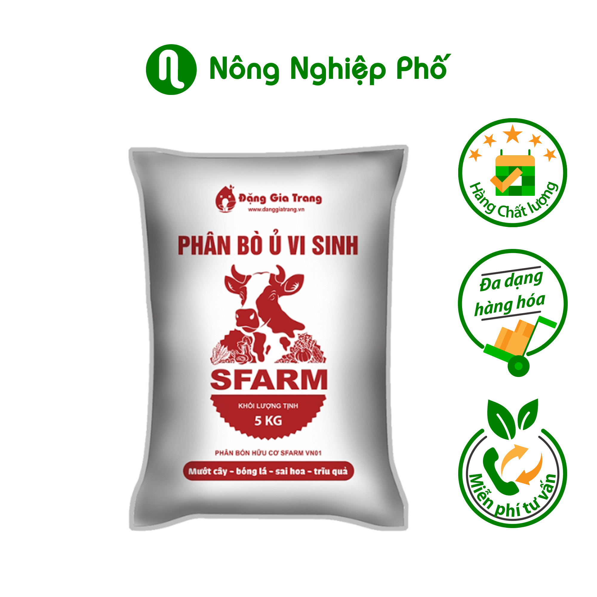 Phân bò ủ vi sinh SFARM đã qua xử lý - Túi 5kg