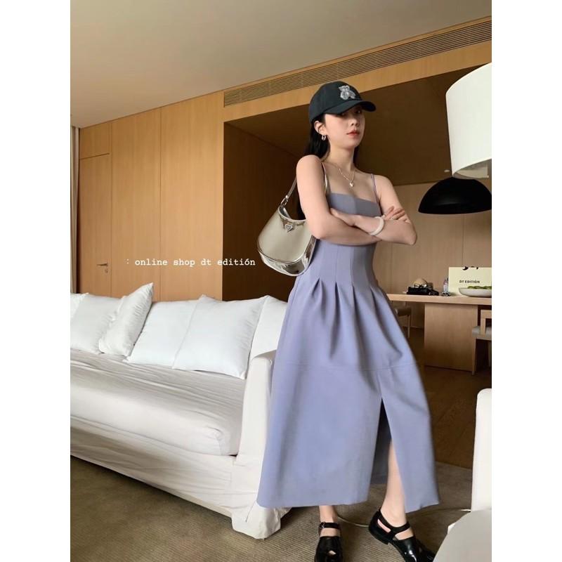 Váy DT 2 dây thân xếp ly bồng HQ