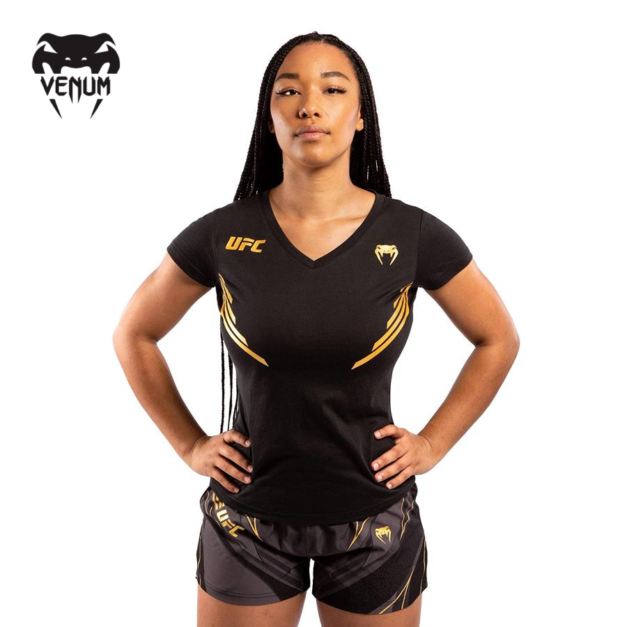 Áo thun thể thao nữ Venum UFC FIGHT NIGHT  T-SHIRT - BLACK/GOLD - VNMUFC-00069-126