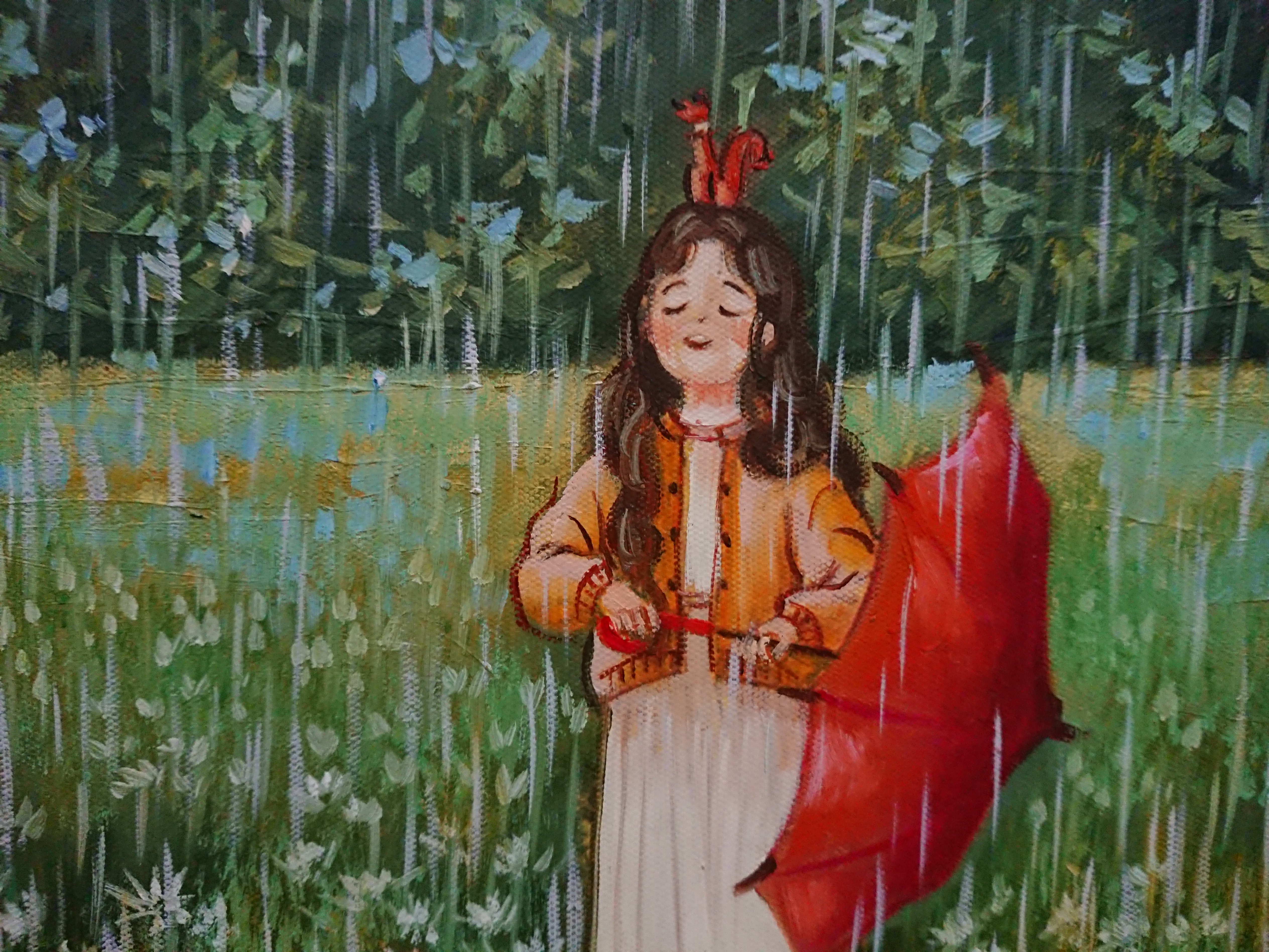 Tranh Sơn Dầu Vẽ Tay 40x50cm - Mưa Mùa Hạ