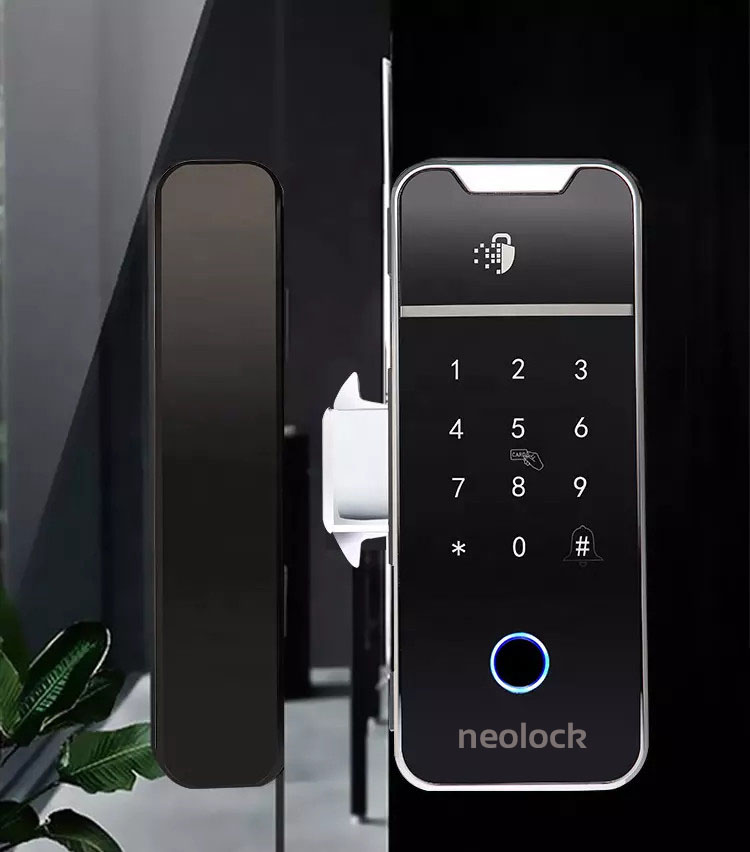 Khóa cửa kính thông minh quản lý qua app neolock không cần khoan NeoA6-B