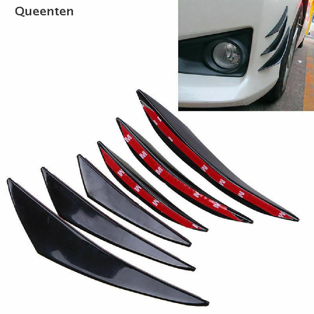 Queenten 6Pcs Car Front Bumper Lip Splitter Fins Body Spoiler Canards Refit Gloss Black QT