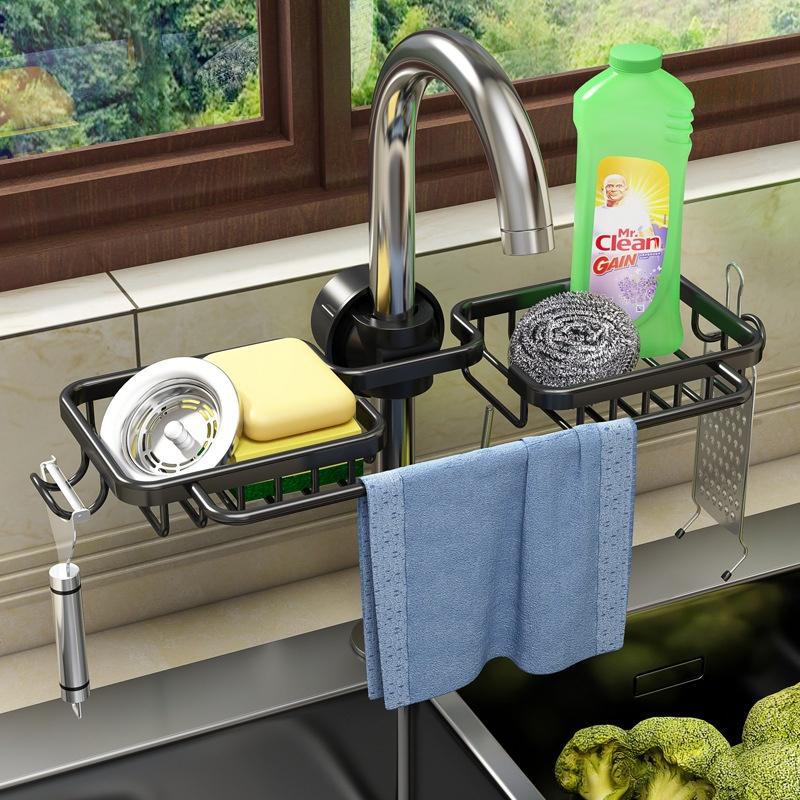 Gía treo vòi để giẻ rửa bát inox cao cấp chống rỉ hiện đại.