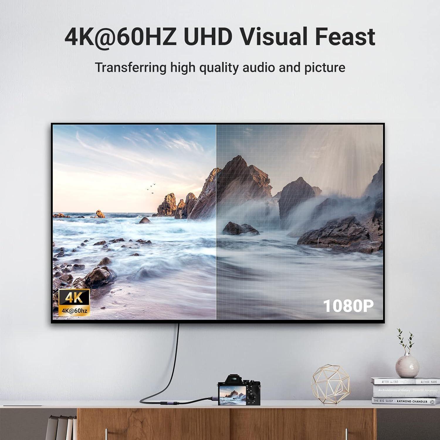 Ugreen UG90593HD160TK 15cm 4k60hz Mini HDMI đực sang HDMI cái 2.0 đầu chuyển VIDEO truyền âm thanh và hình ảnh 4K - HÀNG CHÍNH HÃNG