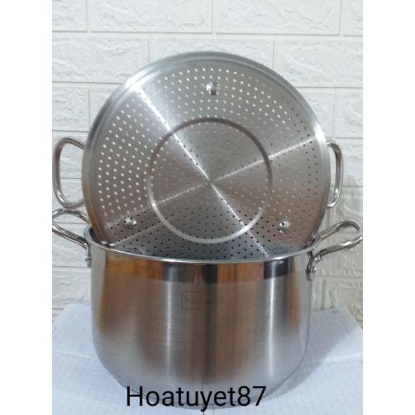 Bộ nồi - xửng hấp 2 tầng inox 304 hàng 3 đáy size 28/30/32cm