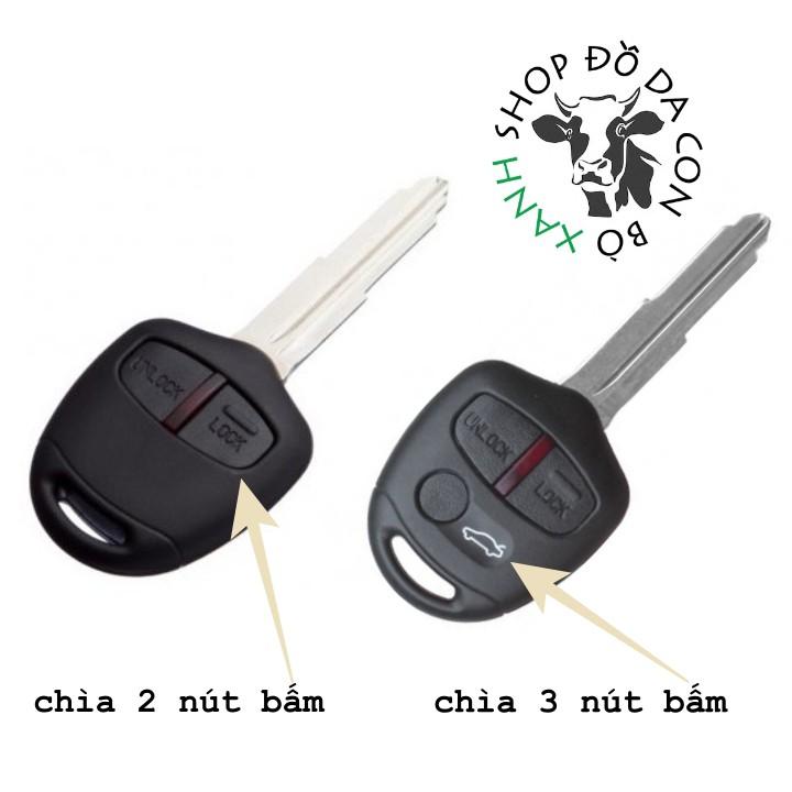 Bao da dành cho chìa khoá Mitsubishi Grandis , Triton, Pajero Sport, Mirage, Outlander, Lancer handmade da thật 001