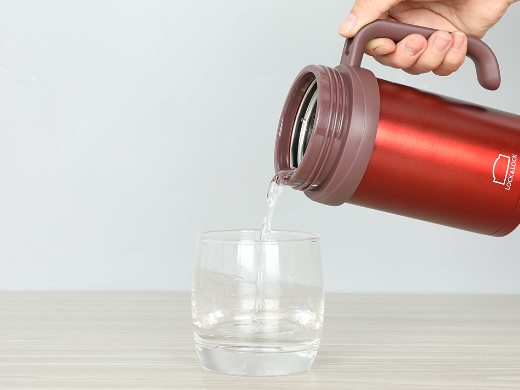 Bình Giữ Nhiệt Lock&amp;Lock New Basic Table màu đỏ LHC4026RR 500ml - Hàng chính hãng, nắp bình 3 lớp tiện lợi - JoyMall