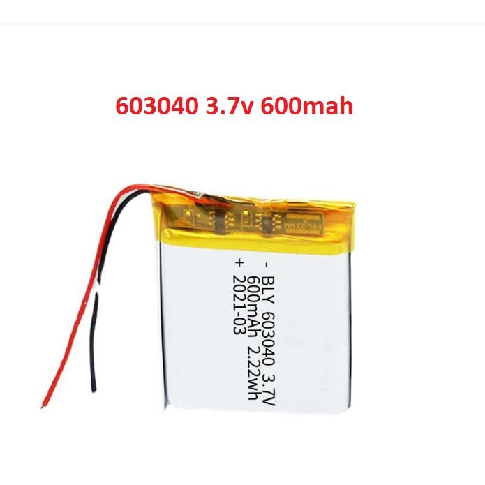 Pin Sạc Lithium Polymer 603040 3.7V 600mah Cho tai nghe,loa Mp3 MP4 MP5 GPS PSP Bluetooth