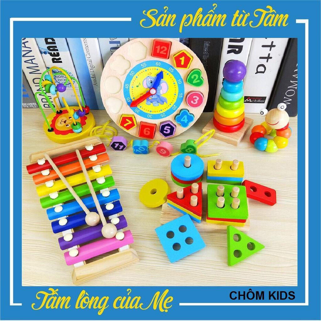 Bộ đồ chơi gỗ gồm combo 6 món đồ chơi bằng gỗ giúp phát triển trí tuệ sớm cho bé
