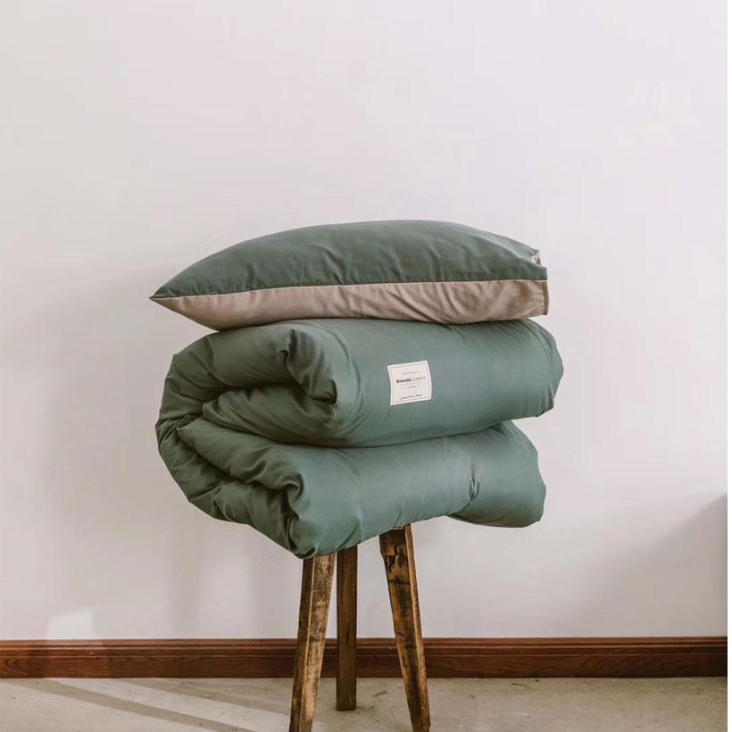 Bộ Chăn Ga Gối Cotton Tici LIDACO - Xanh Rêu Ga Xám