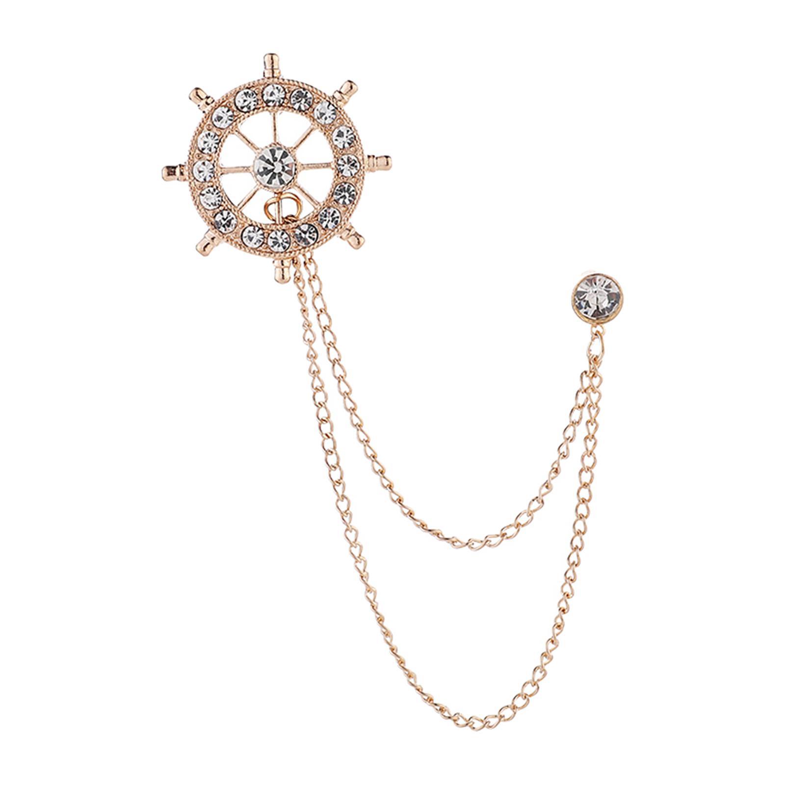 Lapel Pin Brooches Link Chains Pin Tassel Chain Brooch for Tie Men