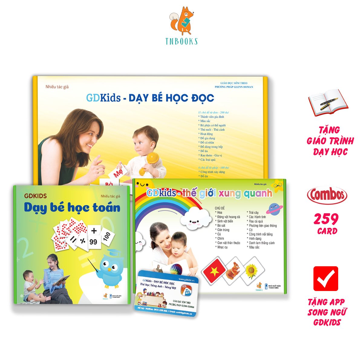 Combo Flashcards Thông Minh Glenn Doman (Bộ học toán 59 Thẻ + Bộ TGXQ 100 thẻ + Bộ đọc 100 thẻ)