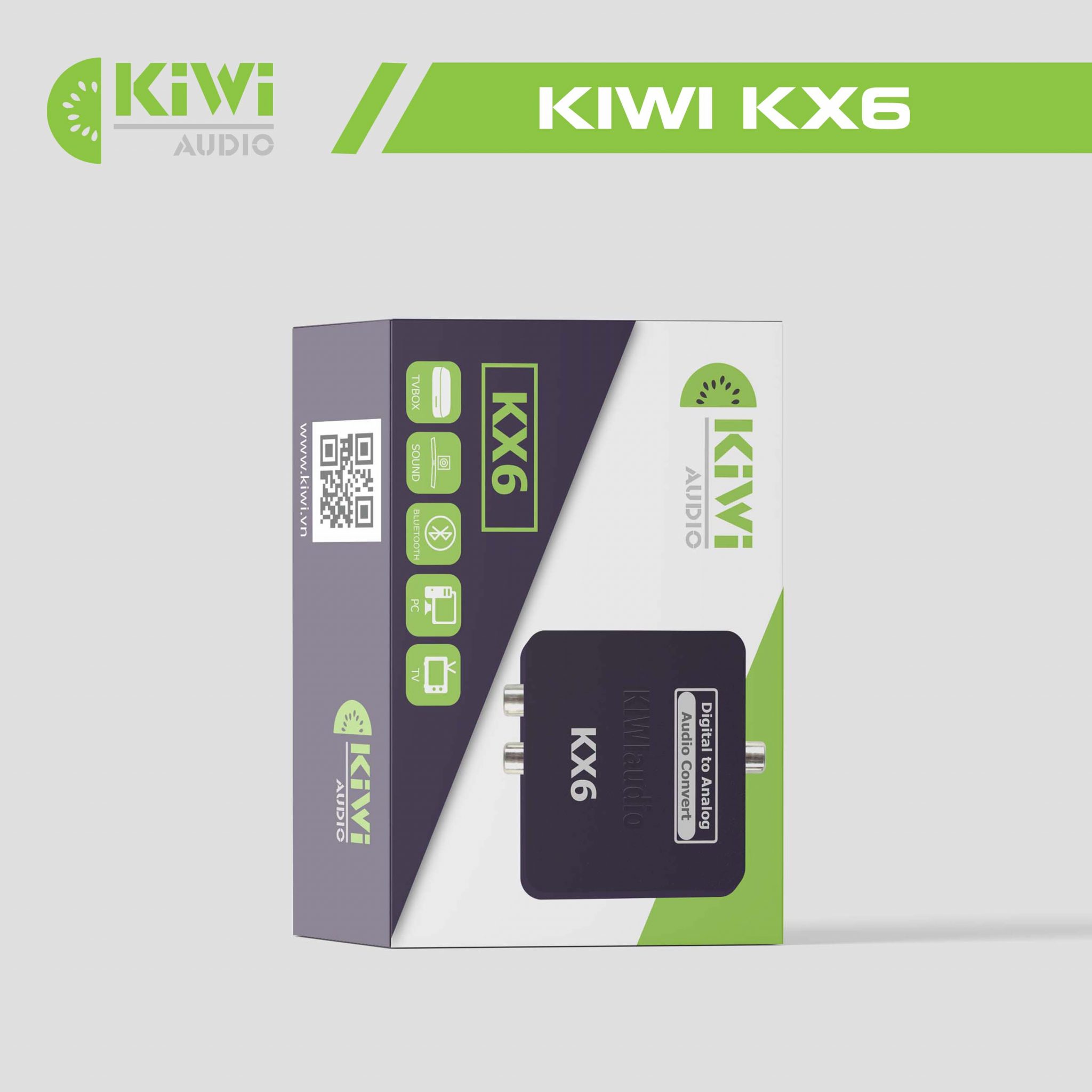 Bộ Chuyển Đổi Âm Thanh Quang Học Digital sang Analog Kiwi KX6 (Hỗ Trợ Bluetooth) - Hàng Chính Hãng