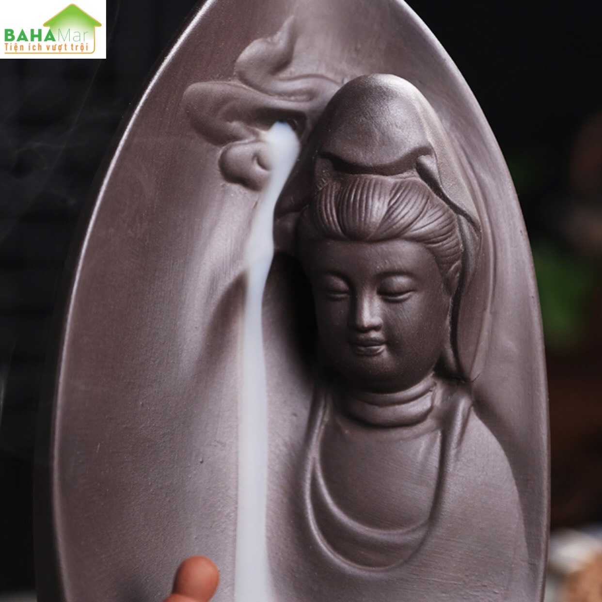 THÁC KHÓI TRẦM HƯƠNG CHẢY NGƯỢC PHẬT BÀ QUAN ÂM BỒ TÁT HIỂN LINH "BAHAMAR" Sáng tạo vẻ đẹp với phong cách điêu khắc, thú vị và hấp dẫn.