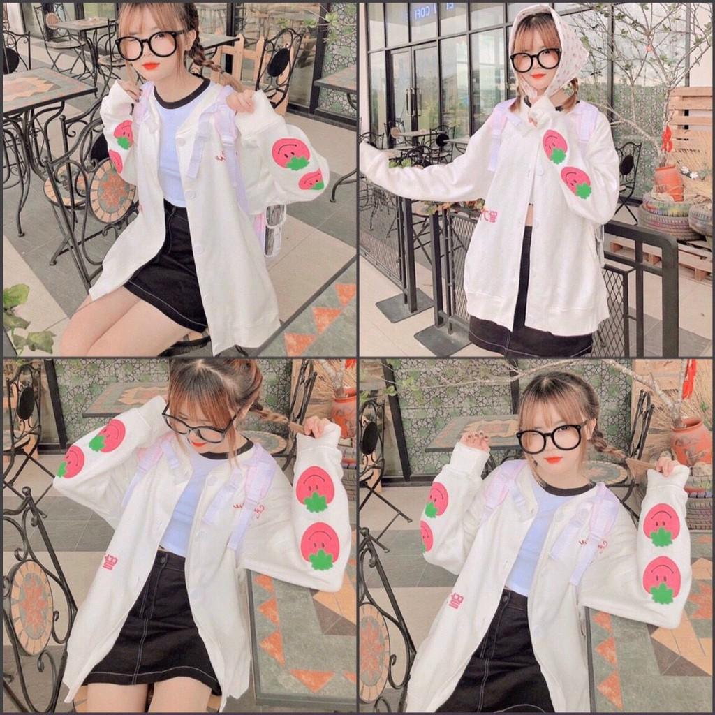 Áo Cardigan TRÁI DÂU CUTE Unisex, ÁO KHOÁC NỈ,ÁO HOODIE NỮ