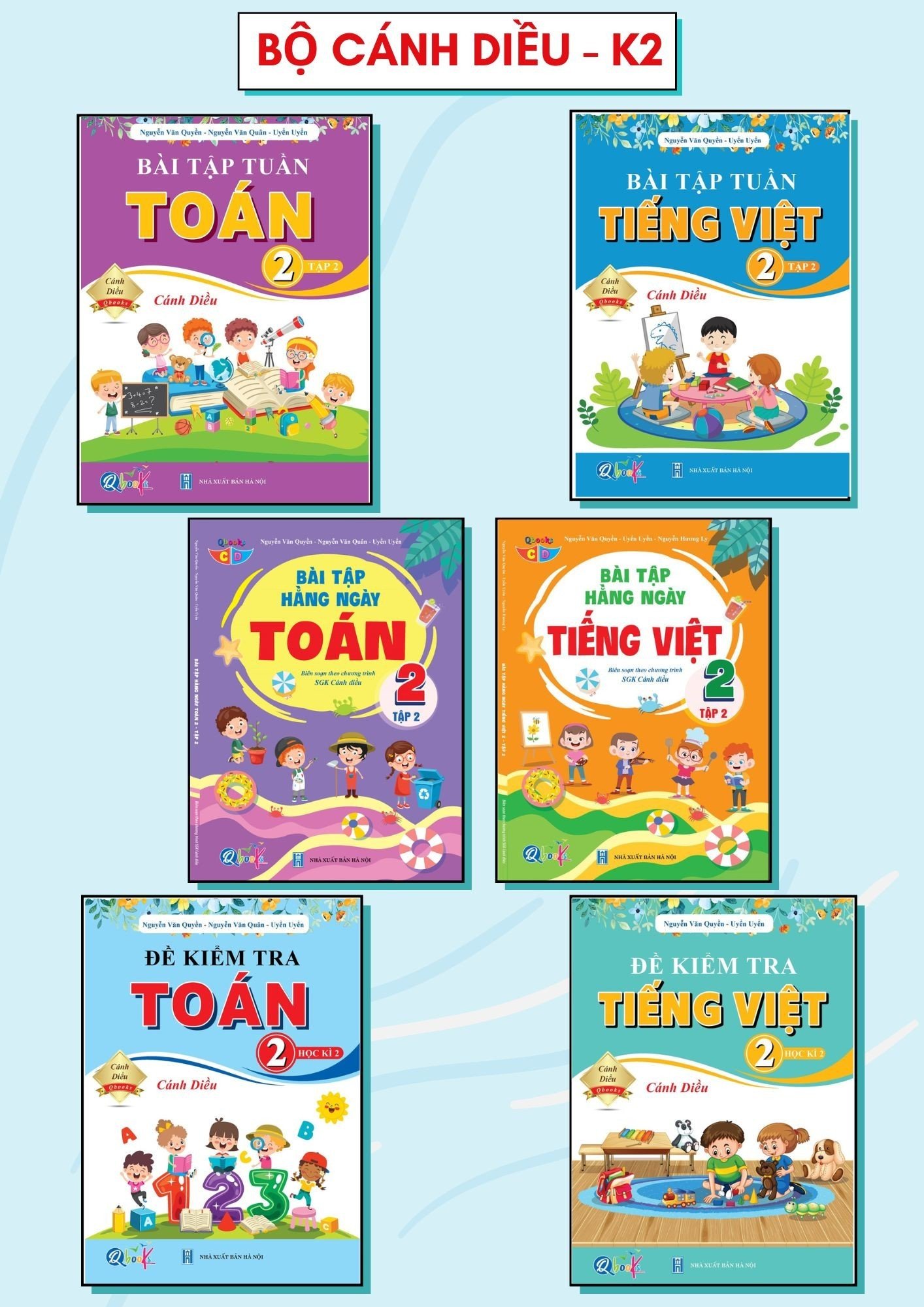 Combo Bài tập hàng ngày, Bài Tập Tuần, Đề Kiểm Tra Toán và Tiếng Việt Lớp 2 - Kỳ 2 - Cánh diều (6 quyển)