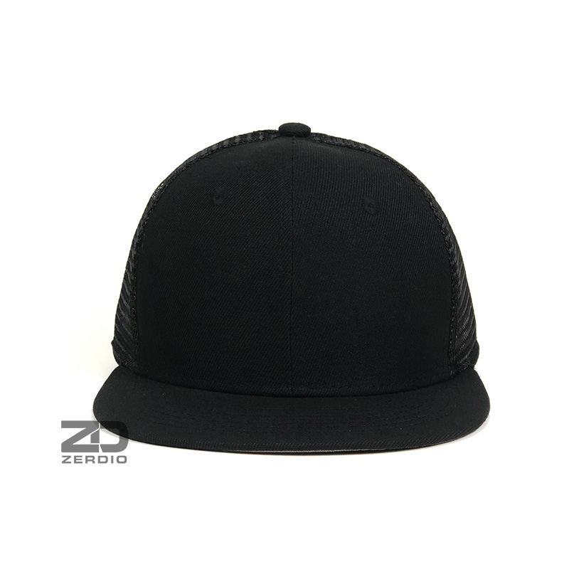 Nón hiphop nam nữ, mũ snapback phối lưới đen trơn cao cấp SN90