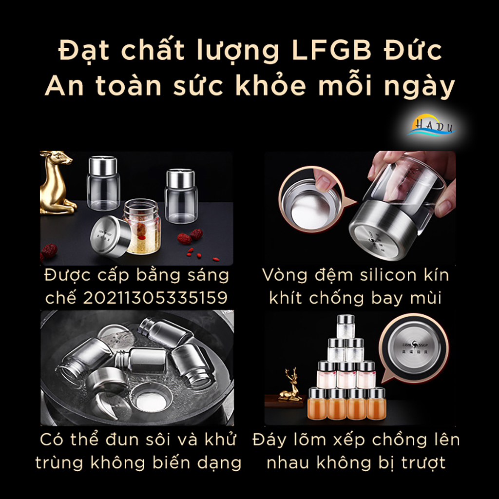 [4 Cái] Hũ Chưng Yến 120ml 150ml 200ml Thủy Tinh Nắp Inox 304 Cao Cấp Đạt Chất Lượng Đức SSGP