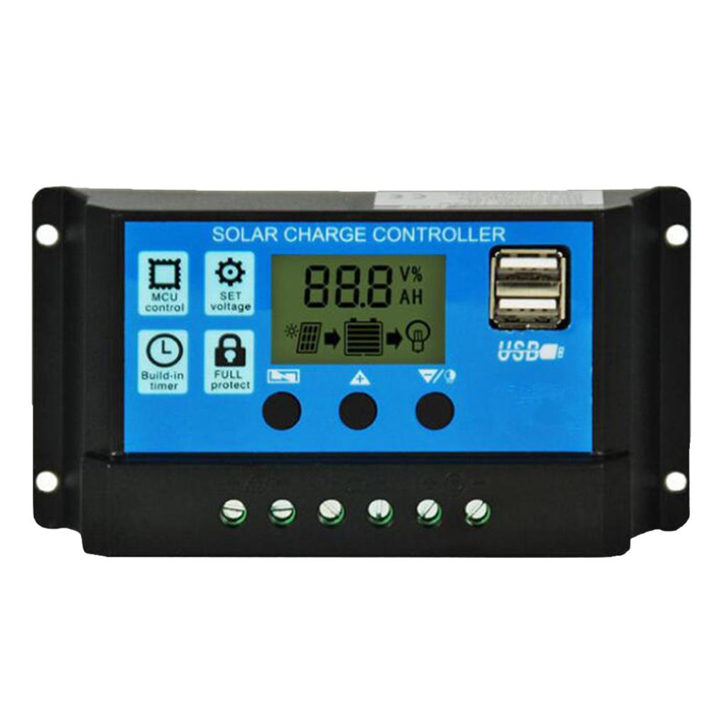 60A SOLAR CELL PANEL BATTERY CHARGE CONTROLLER DUAL USB PORT PWM LCD DISPLAY