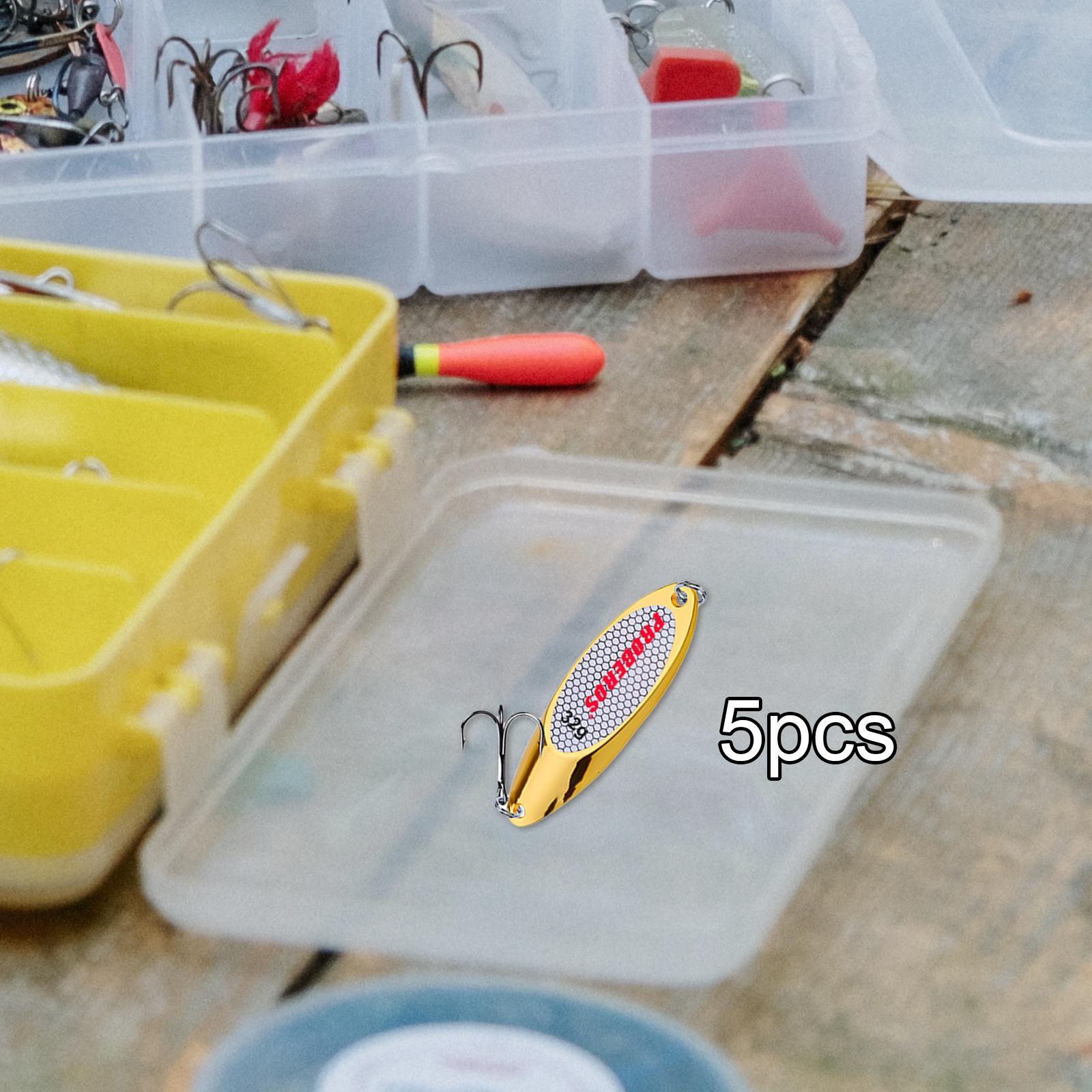 5x Fishing Spoons Lures Fishing Baits Saltwater with Hooks Bass Baits Fishing Lures for Salmon Bass Redfish Perch Fishing Accessories