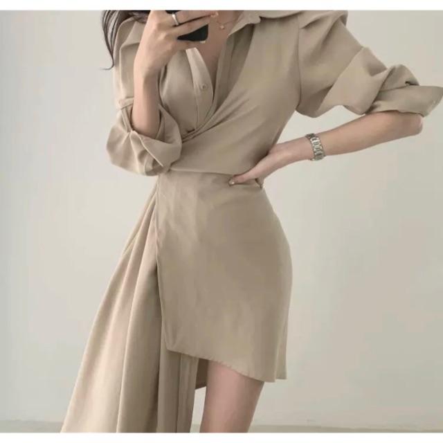 Đầm cá tính cách điệu từ somi lệch tà