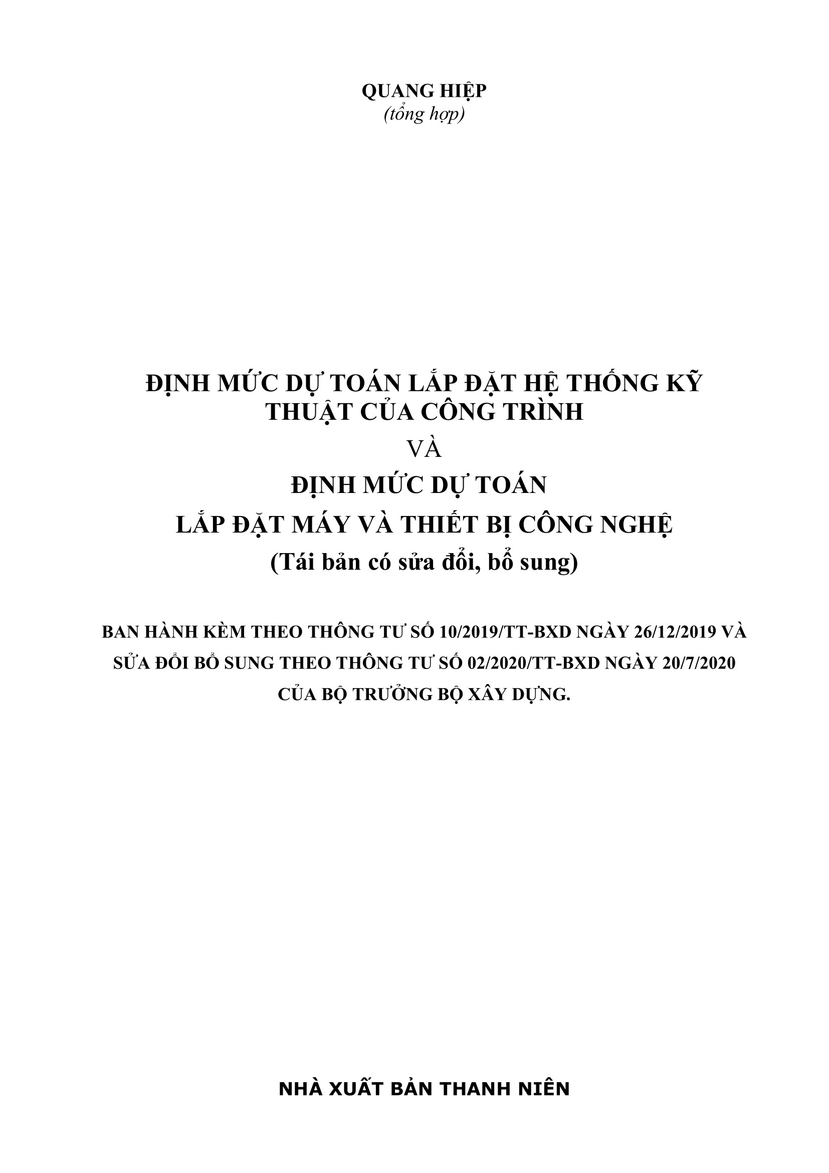 Định mức dự toán lắp đặt