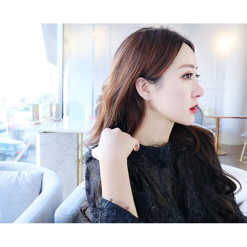 Bông tai nữ tròn đính đá sáng đẹp chuẩn bạc ta cao cấp