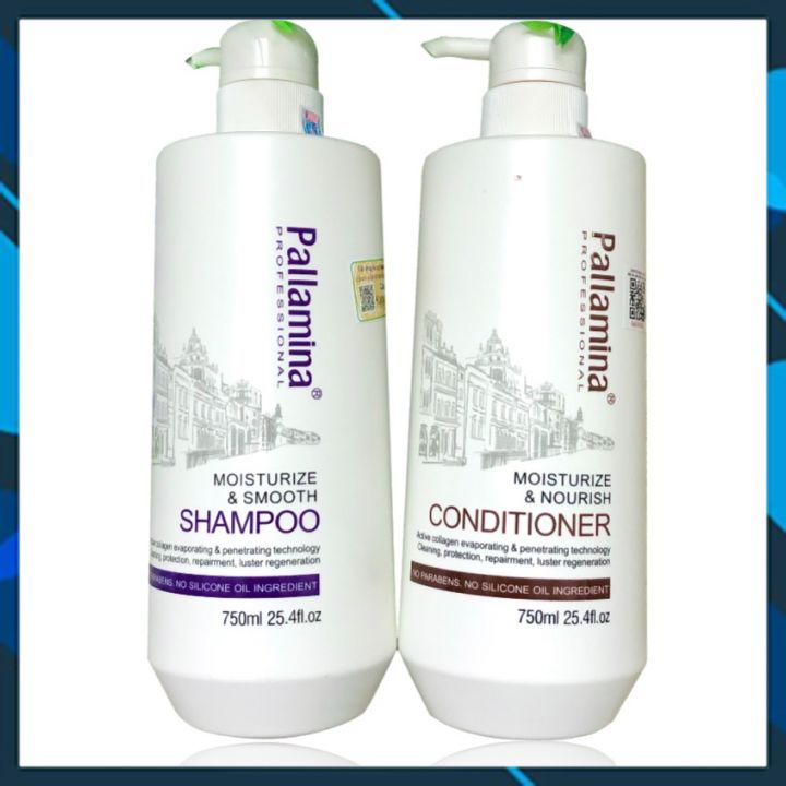 Dầu gội Pallamina Collagen Keratin Moisturize &amp; Smooth phục hồi siêu mượt tóc cao cấp 750ml