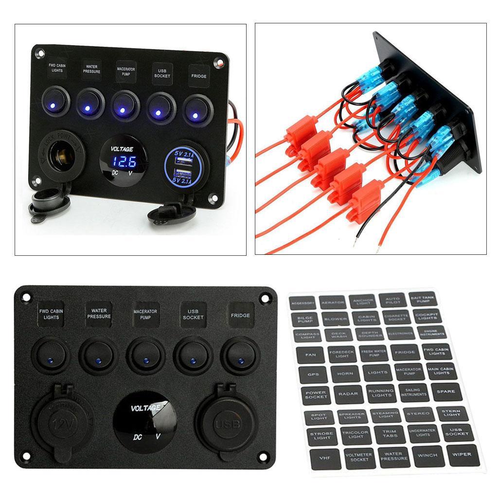 5 GANG  TOGGLE SWITCH PANEL   12V/24V FOR  MARINE TRUCK CAMPER